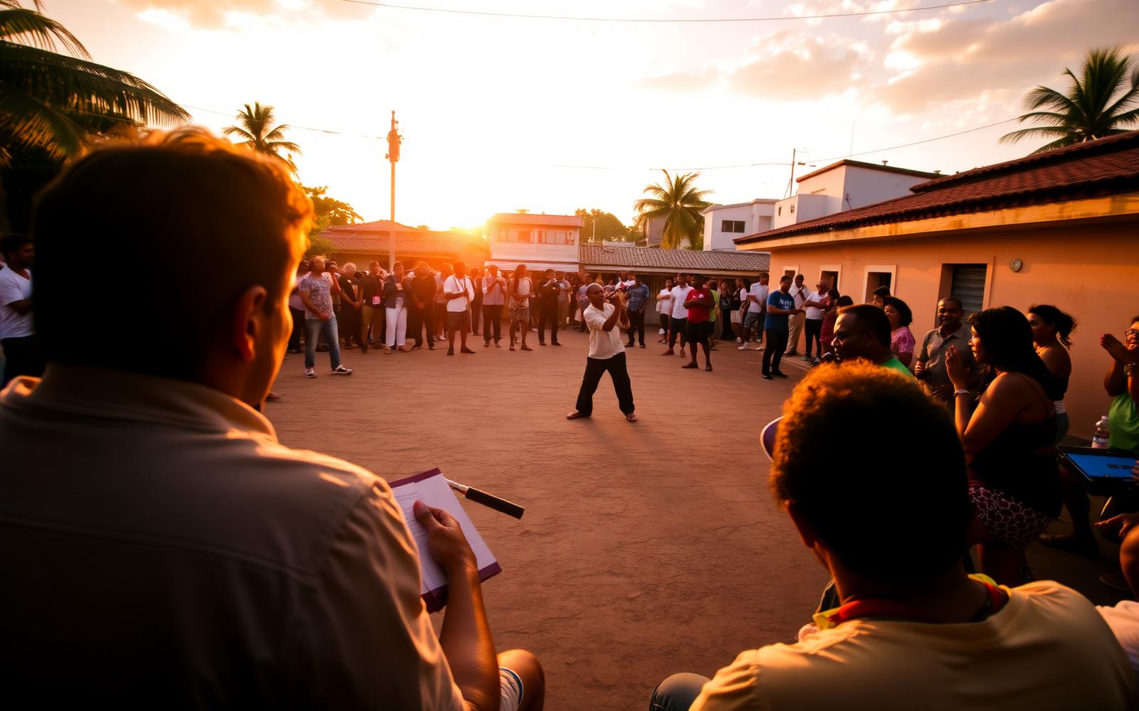 Roda de capoeira ao entardecer